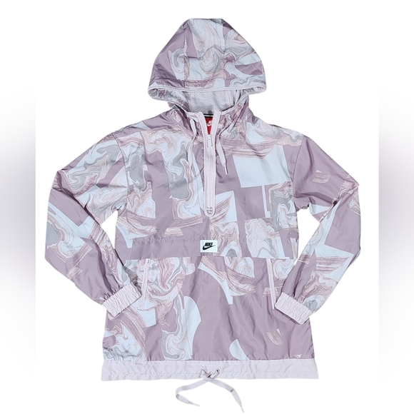 Nike Sportswear Marble-Print Half-Zip Hooded Jacket Size Med - Picture 2 of 9